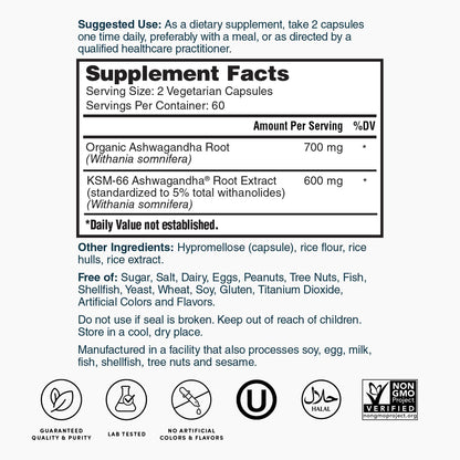 Nature's Lab KSM-66® Ashwagandha Extract - 120 Capsules