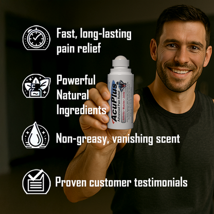 AcuPlus 3 oz. Pain Relief Roll-On – Fast-Acting, Hands-Free Application